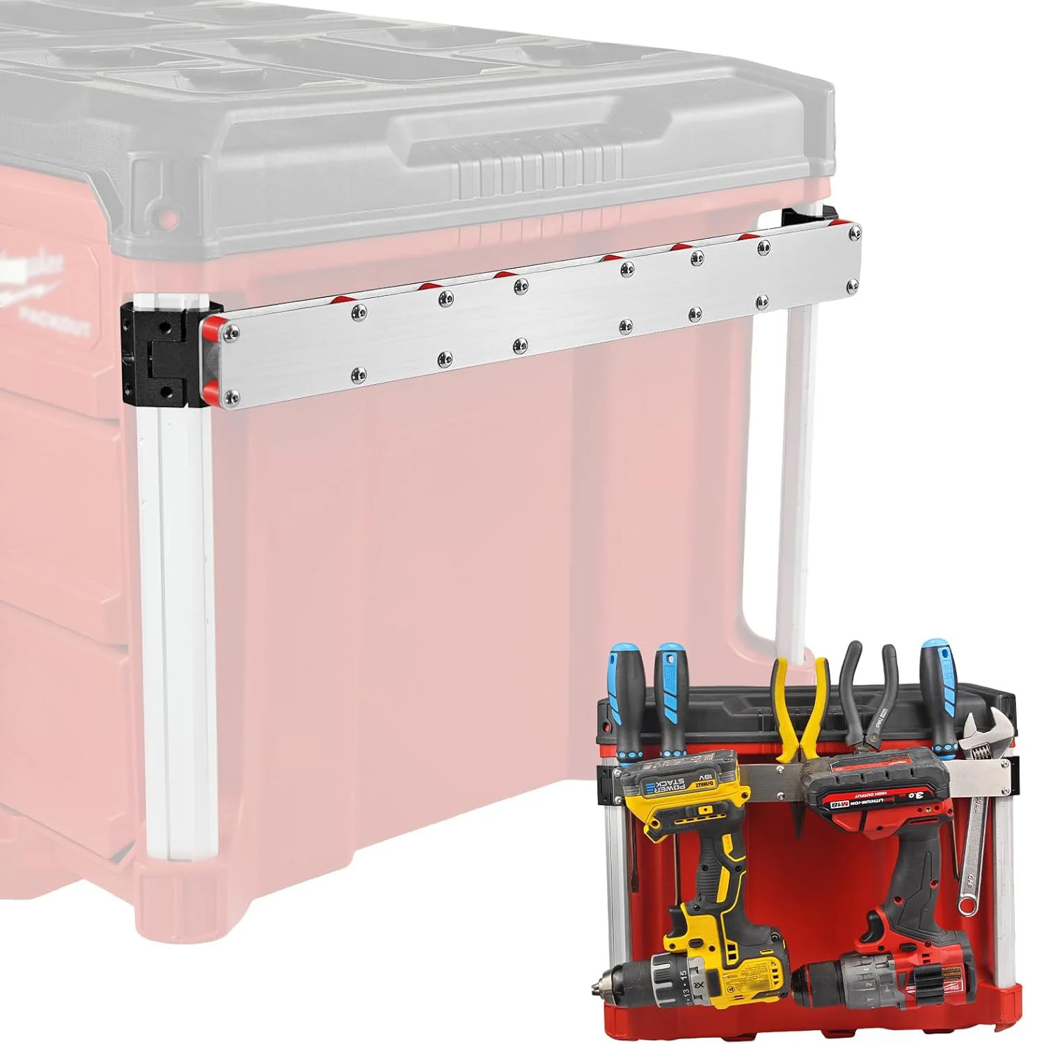 Tool Hanging Holder Compatible with Milwaukee Packout Toolbox such as Power Drill, Tape Measure, Screwdrivers and Wrenches
