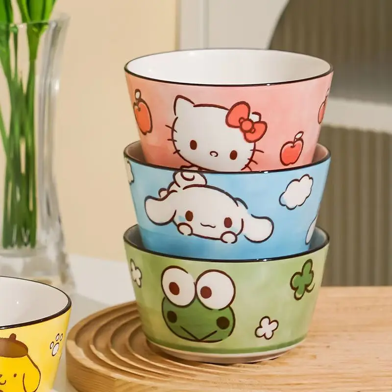 4.5in مرحبا كيتي الأطفال وعاء سيراميك لطيف الكرتون الإبداعية وعاء الأرز سميكة أدوات المائدة للحلوى سلطة السلطانيات سانريو #3
