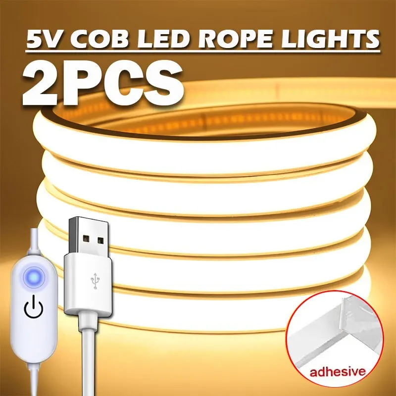 COB Neon LED Strip Lights, USB-Powered Neon Strip, Widened Light Strip, Adjustable Brightness Lights, Suitable for Bedroom