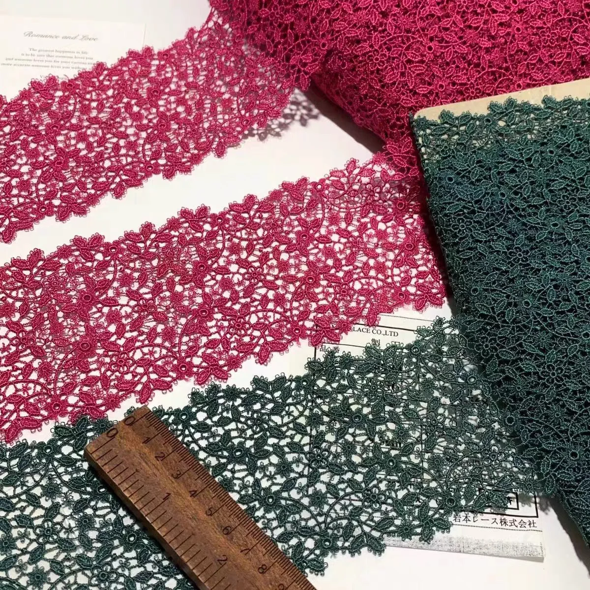 

15 ярдов шириной 9 см, блестящий зеленый, красный полый цветок Venise Diy, венецианское кружево, аксессуары для одежды различных предметов одежды, бюстгальтер, нижнее белье