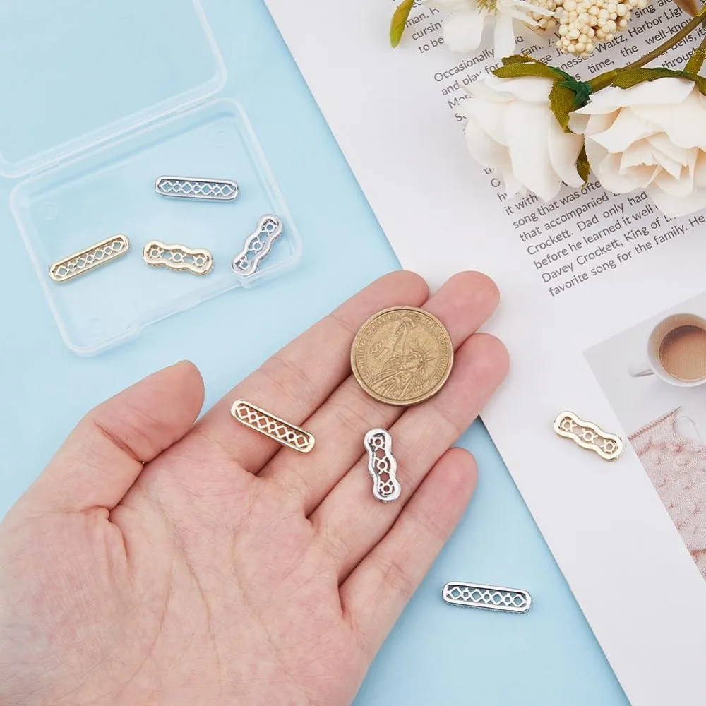 8 قطعة قضبان فاصل زركونيا النحاس مستطيل فاصل بار الخرز موصلات 3 حفرة متعددة السواحل وصلات للمجوهرات #3