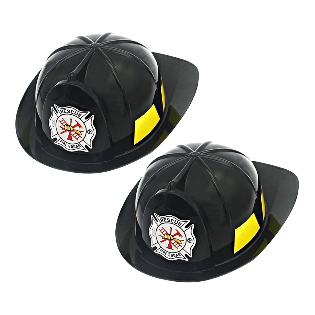 

2 Pcs Child Safety Fireman Hat Toy Plastic Adorable Children Aldult Firefighter Play Kids Simulated Funny