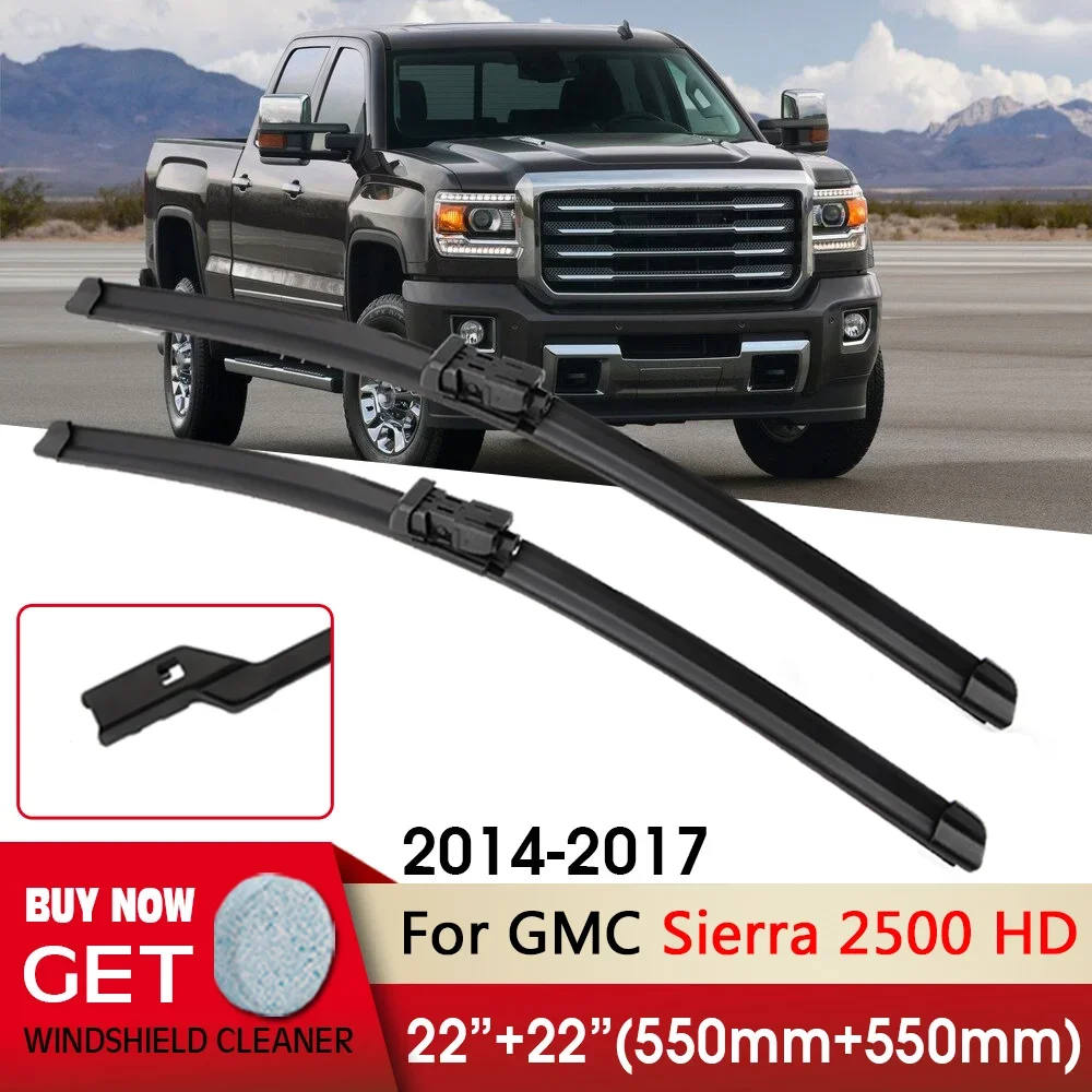 

Front Car Wiper Blade 22"+22" for GMC Sierra 2500 HD 2014-2017 Fit Push Button Arm Front Windscreen Wipers Auto Accessories