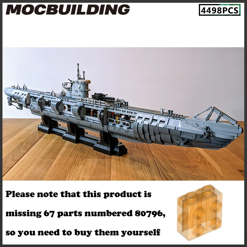 MOC Blok Bangunan U-boat Model Seri Militer 1:55 Skala DIY Bricks Hadiah Ulang Tahun Kapal Koleksi Merakit Mainan Natal