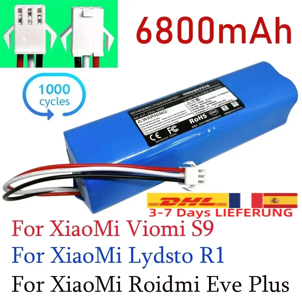 100% New Original For XiaoMi Viomi S9 Lydsto R1 Roidmi Eve Plus Robot Vacuum Cleaner Battery Pack with Capacity 6800mAh