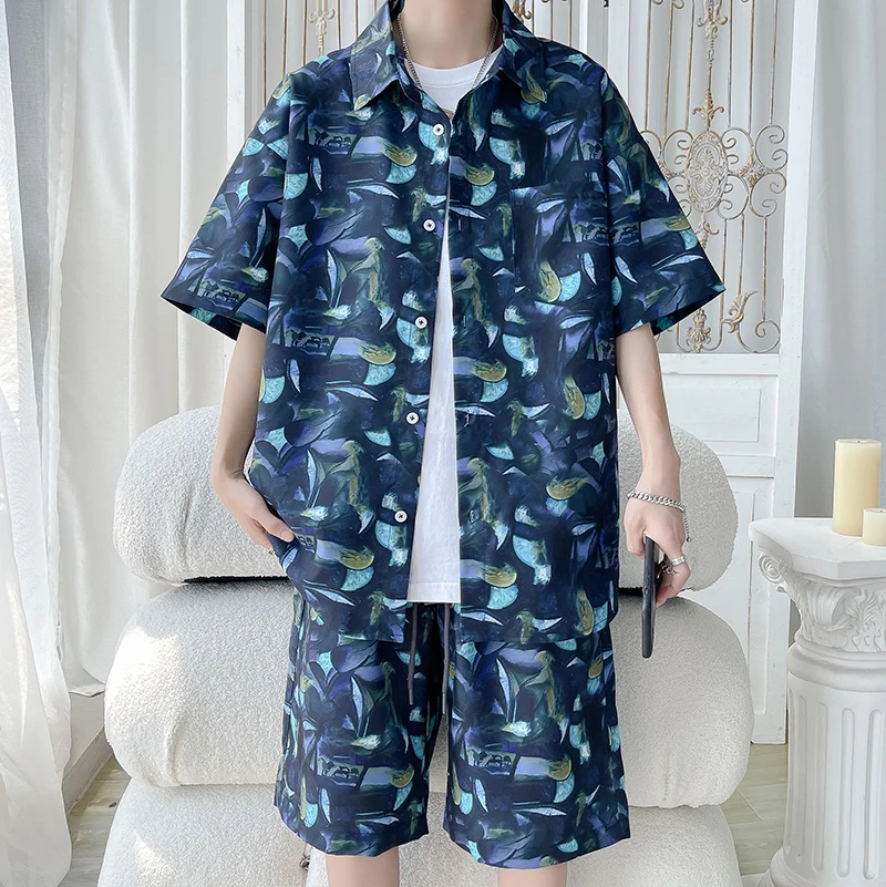 2 Piece Set Summer Outfit Trends Costumes Short Sleeve Men's Clothing 2024 Sports Suits New Men Sets Harajuku Fashion Pants