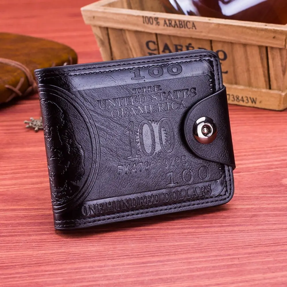 US Dollar Pattern Dollar Pattern Wallet PU Leather Large Capacity Photo Card Holder Magnet Buckle Men's Wallet Outdoor