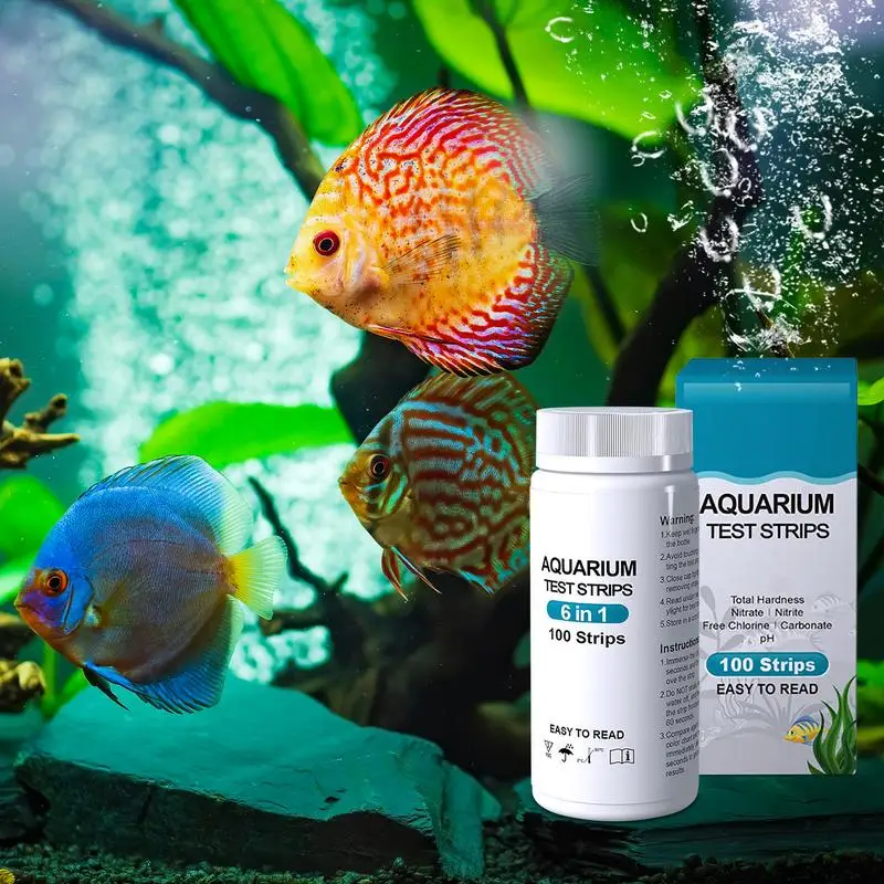 Imagem -03 - Qualidade da Água Teste Strip Kit Água Tester Papel Nitrito Nitrato Cloro ph Tester Tiras Aquário Fish Tank 100 Pcs em 1
