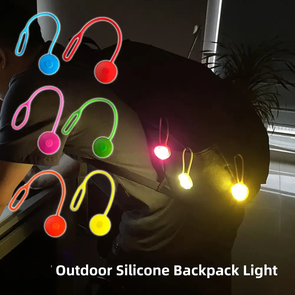 Silicone Backpack Mini Bicycle Light For Night Riding Easily Bicycle Warning Light Rear LED Taillight For Outdoor Cycling Safety