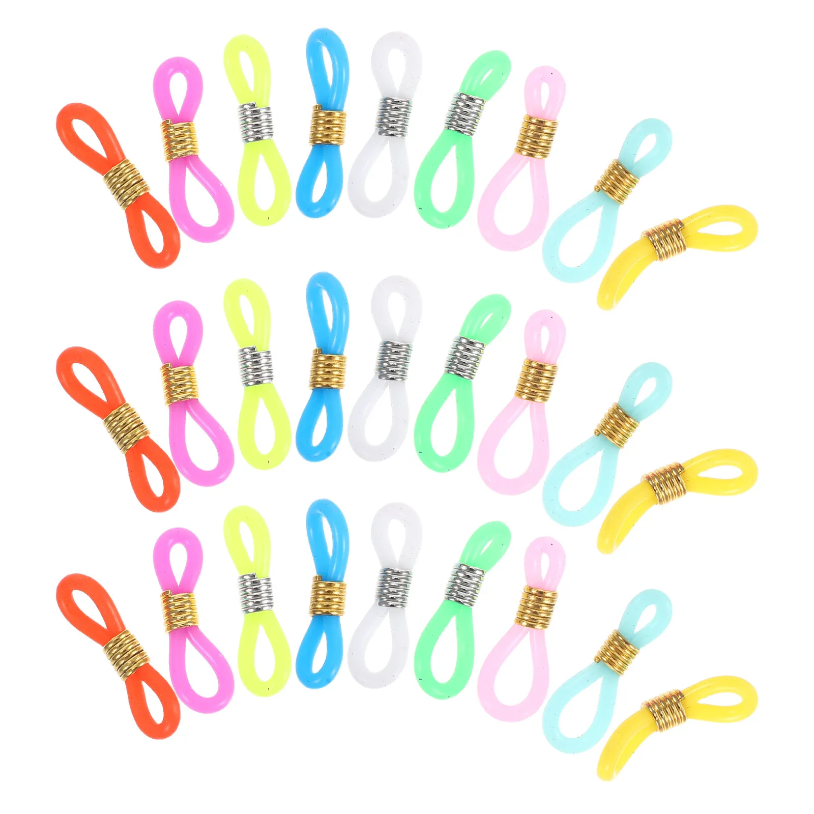 40Pcs Soft Flexible Silicone Metal Glasses Chain Ends Anti-Loss Connector for Eyeglasses Sunglasses Reading Cord Retainer