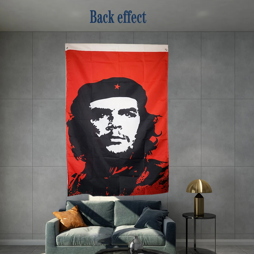 Che Guevara Cuba Flag Banner Graphic Custom Printed  Hanging  Polyester Shaft Cover Brass Grommets Design Outdoor Advertise