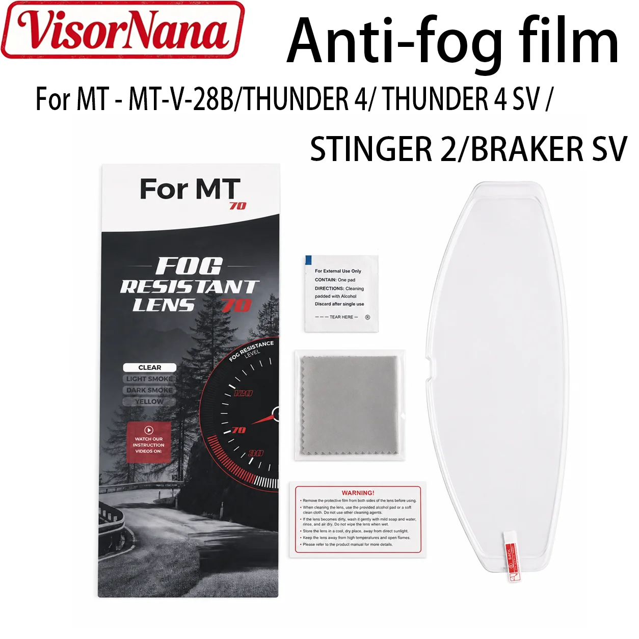 Film For MT THUNDER 4 SV STINGER 2 MT-V-28B Breaker SV Anti Fog Film Sticker Film Motorcycle Helmet AccessoriesV