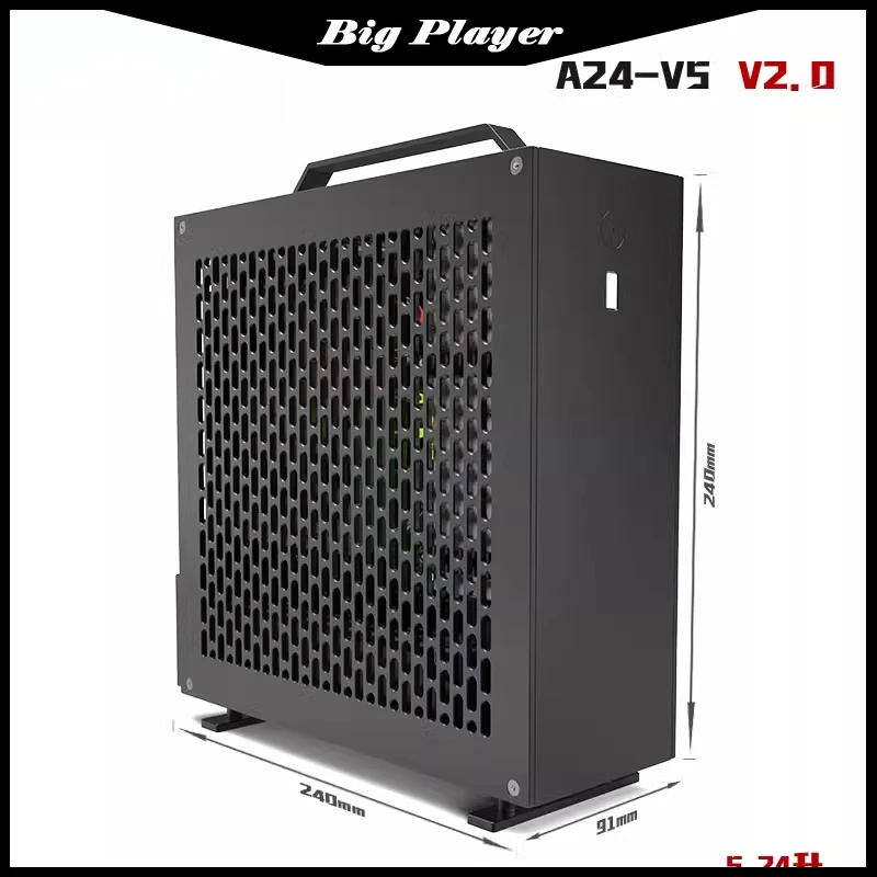 Lzmod Mini A24-V5 2.0 Dual Slot Independent Display 1U Power Supply ITX Chassis Double-sided Chamfer