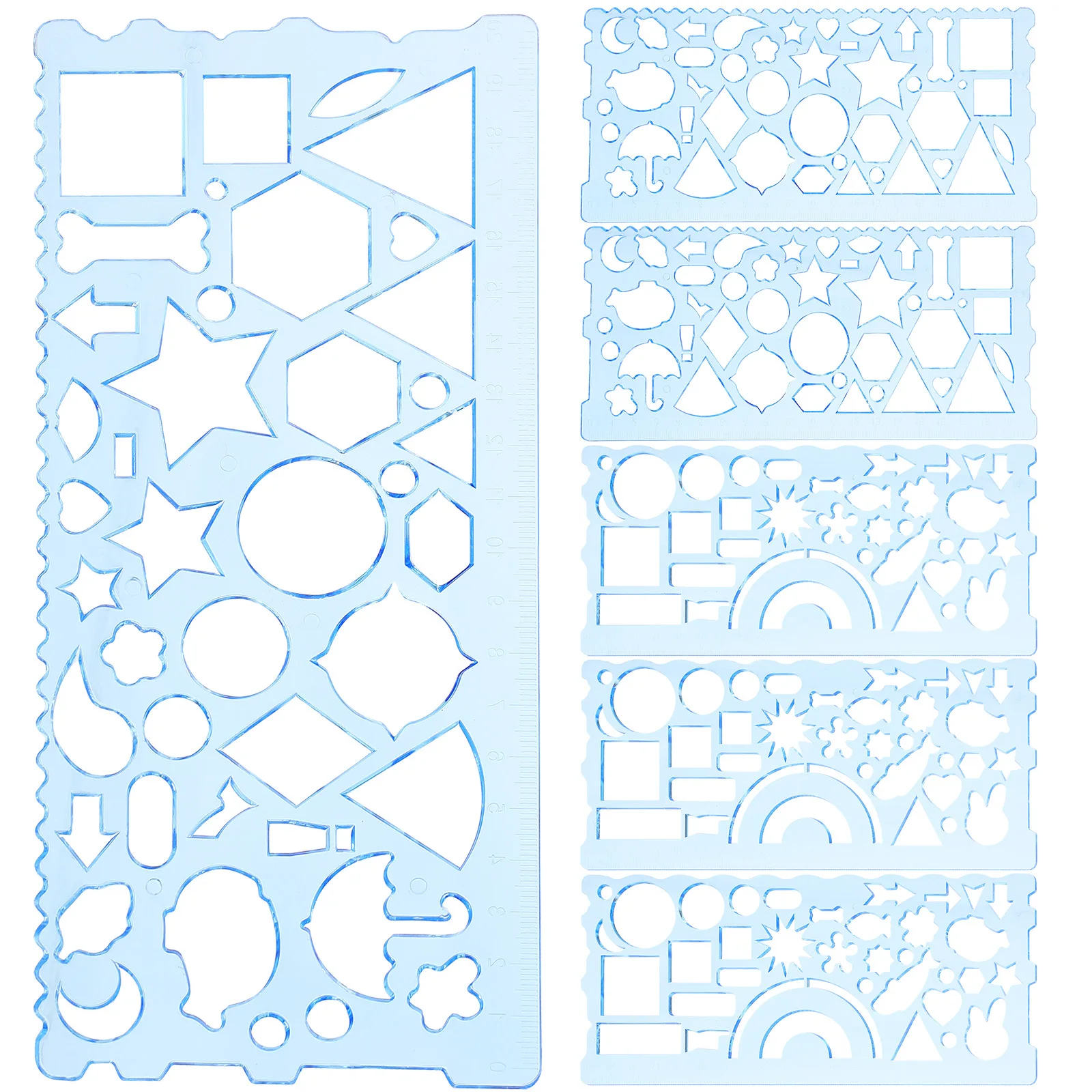 6 قطع من قالب رسم الطلاب، أدوات هندسية استنسل بلاستيكية، مساطر قياس متعددة الوظائف لمدرسة الهندسة المعمارية #6
