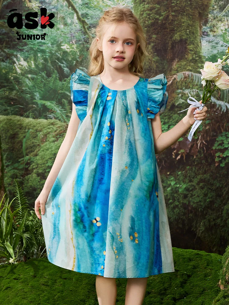 فستان بتصميم صيفي بأكمام طائرة صغيرة للفتيات من توين #1