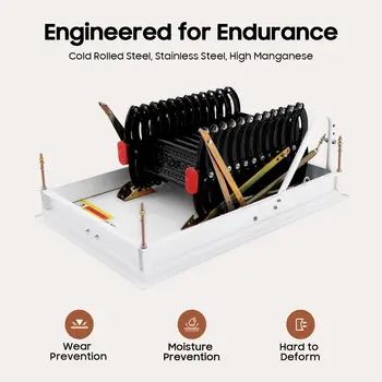 12단 접이식 다락 사다리, 최대 하중 661lbs (300kg), 냉간압연강 재질, 다락 및 차고 수납용 10 best sales 계단 - №1