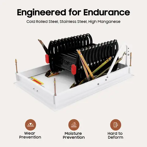 12 स्टेप पुल डाउन अटारी सीढ़ी 661lbs क्षमता कोल्ड रोल्ड स्टील फोल्डेबल लॉफ्ट गैराज स्टोरेज के लिए 10 best sales सीढ़ियाँ - №1
