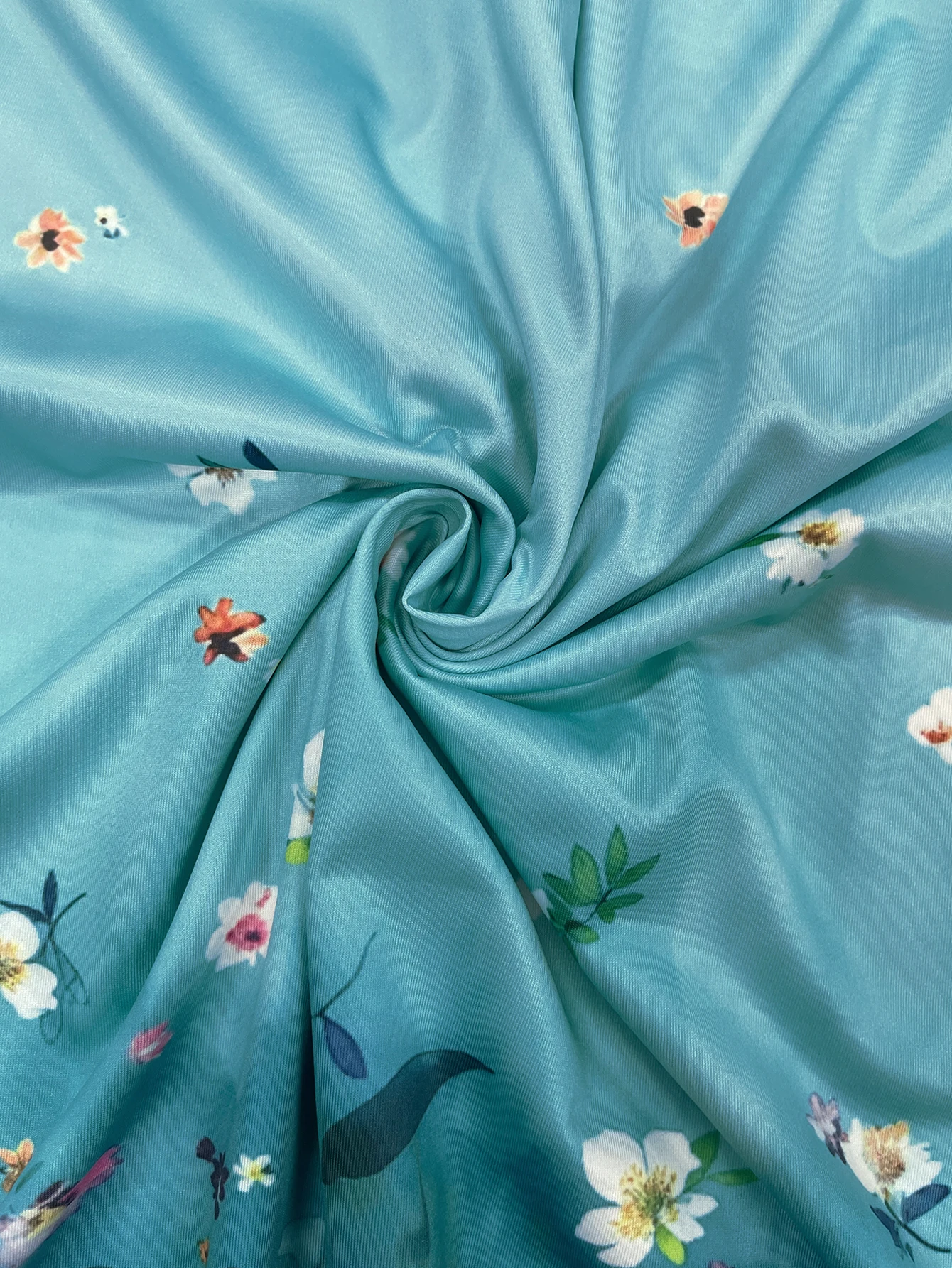 Übergröße Farbverlauf Blumenmuster Babydoll Midikleid Rundhals Halber Ärmel Tasche Kurvig Strandkleid für den Alltag – Detail 4