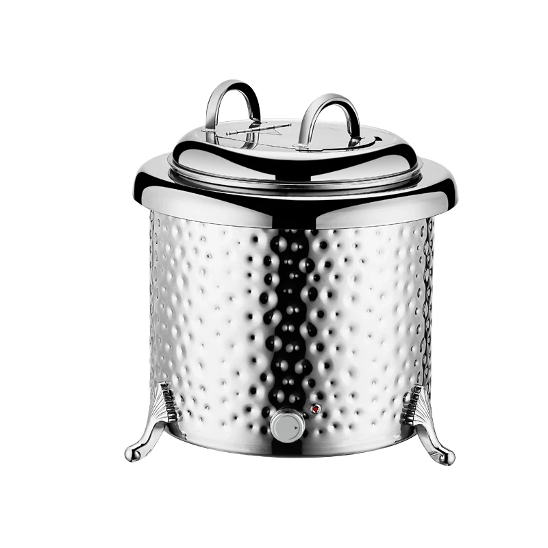 AIRUISI 13L Stainless Steel Luxury Gold Hammer Pattern Commercial Catering Buffet Equipment Electric Soup Pot