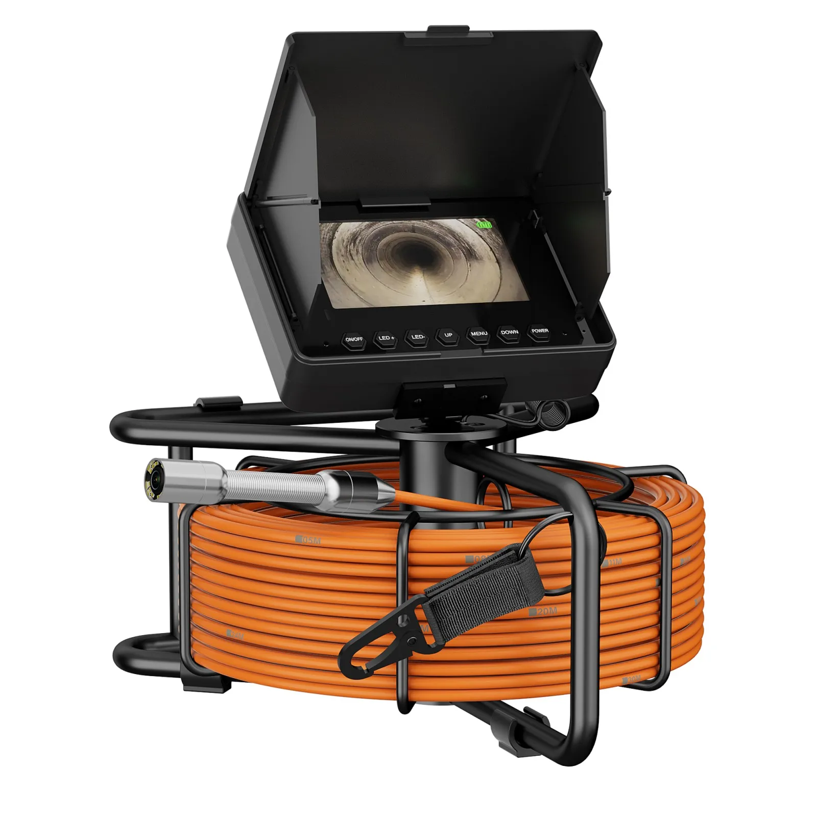 

22-мм видеокамера для осмотра канализации с 4,3-дюймовым монитором, карта памяти 16 ГБ, IP68, промышленный эндоскоп для труб и канализационных систем