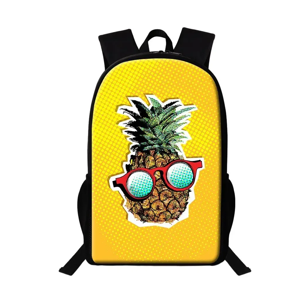 Schultaschen mit Ananas-Frucht-Aufdruck, Cartoon-Frucht-Rucksack für Teenager, Mädchen, Studenten, Büchertasche, Geschenk, 40,6 cm, Reise-Tagesrucksack, Laptop-Tasche