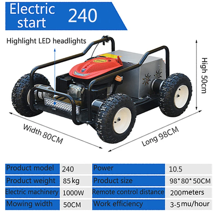 Grass Cutter Robot Crawler Remote Control Lawn Mower Electric Lawn Mower with Remote Control Motorized Robotic Lawnmower
