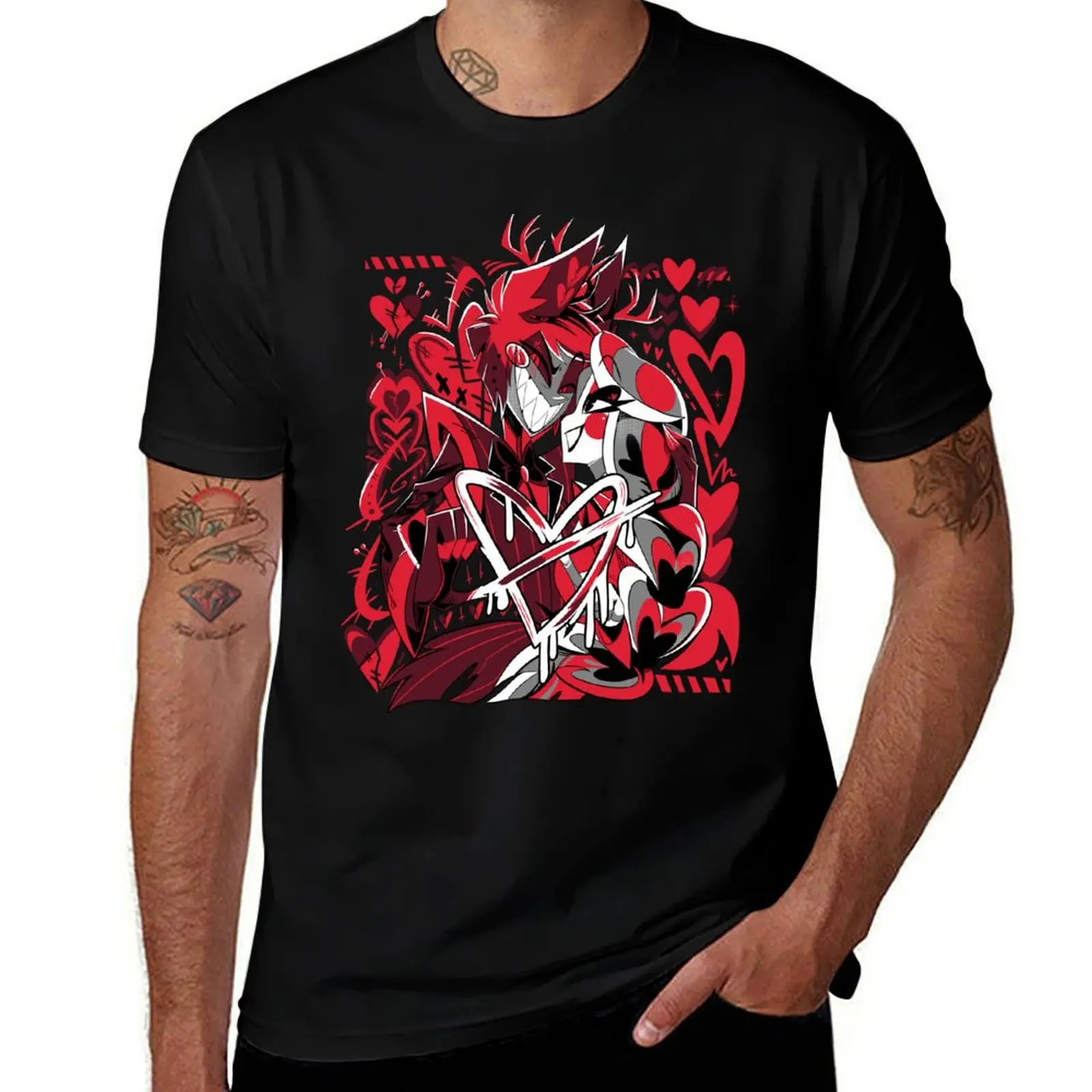

Charlie + Alastor 2023 Hazbin Hotel V-day Inspired Fanmerch T-Shirt plus size tops graphic shirts t shirt for men