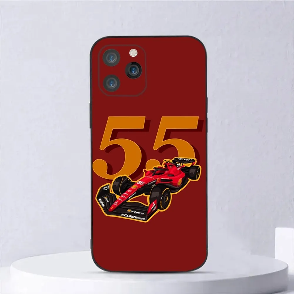 Carlos Sainz F1 55 Phone Case For iPhone 15,14,13,12,11,Plus,Pro Max,XS,X,XR,SE,Mini,8,7 Soft Silicone Black Cover