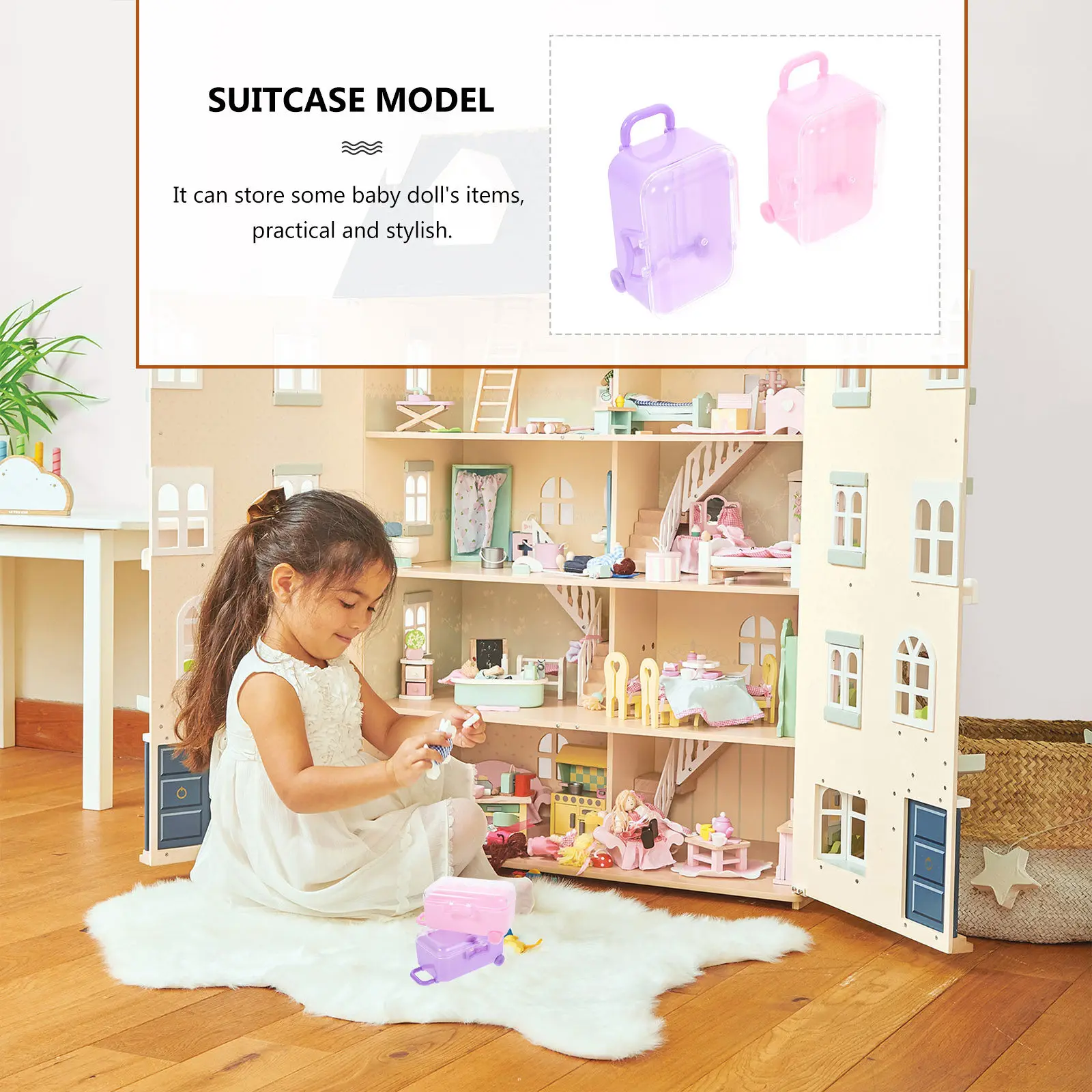 

2Pcs Baby Luggage Accessories Mini Suitcase Carrier Plastic Case for Kids Storage Cute Adornment Suitcase Model
