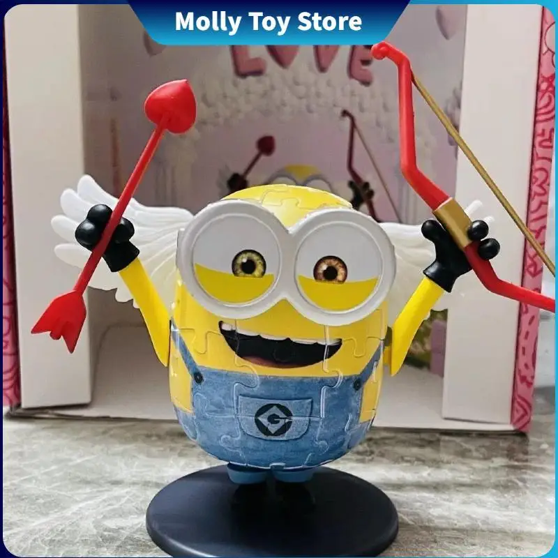 2024 New Genuine Minions 3D Puzzle 40pcs Trendy Handmade Desktop Ornament Adult And Children'S Puzzle Anime Figure Gift Toy