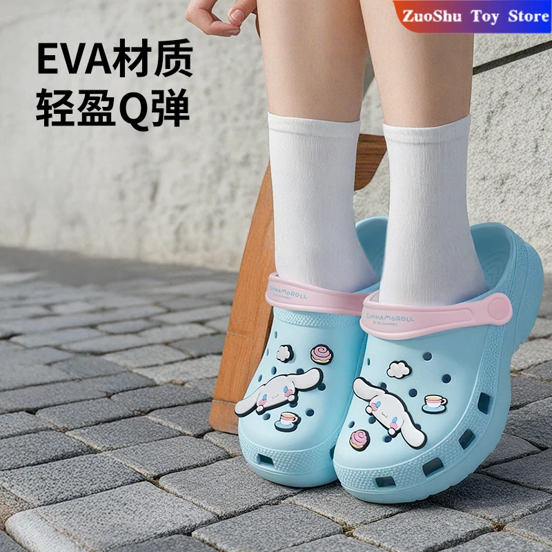 

Sanrio Kuromi Cinnamoroll Hellokitty обувь с дырочками, дышащие, нескользящие, легкие, милые, уличные домашние сандалии, тапочки, детские