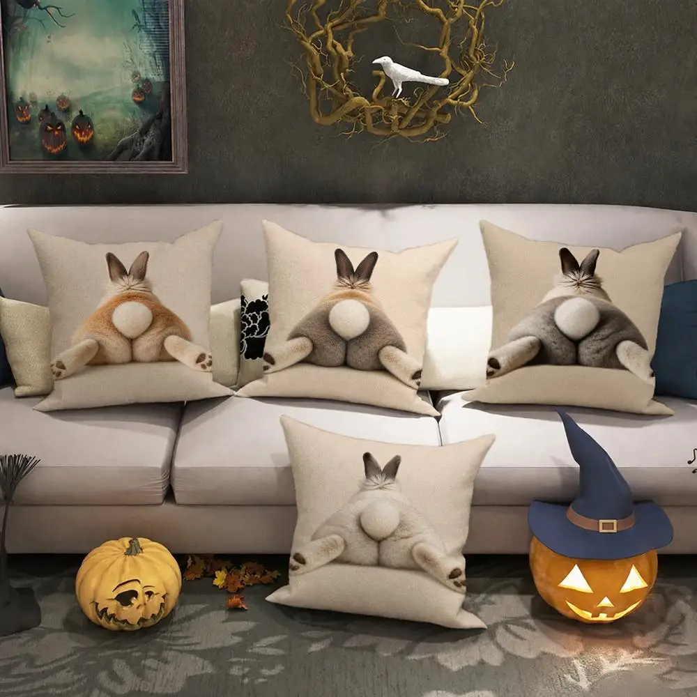 Funny Bunny Butt Decor Cushion Cover Halloween decoration trick or treat cushion cover, ghost, pumpkin head, bat decoration
