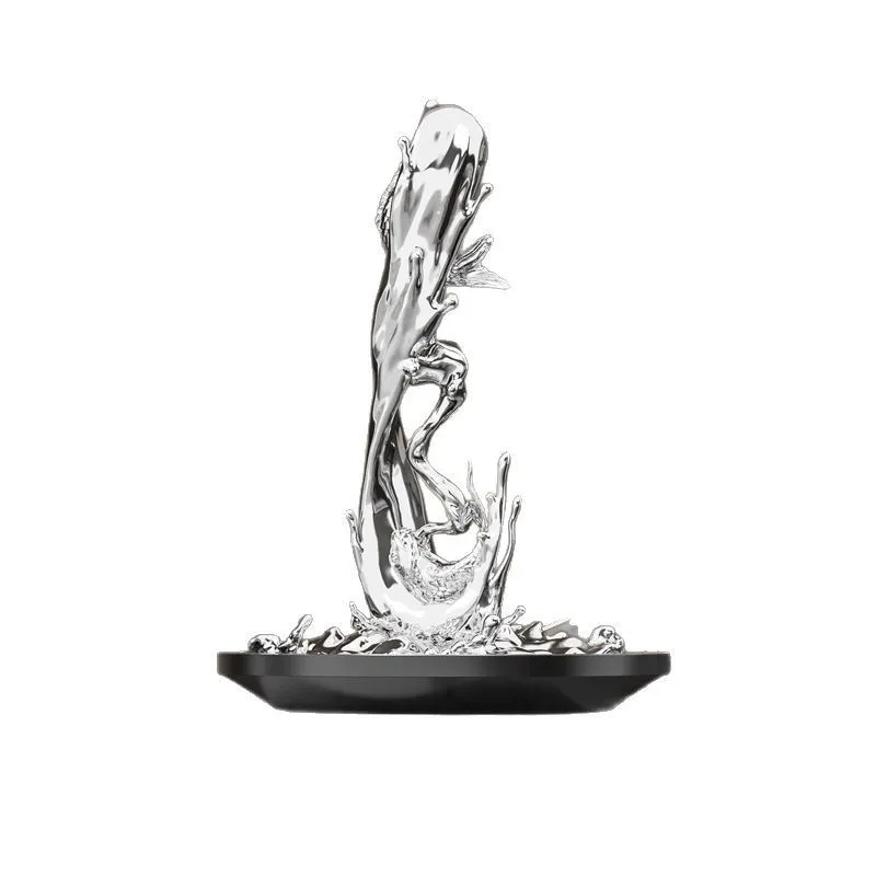 Electroplated Resin Art Ornament Fish Leaping Over The Dragon Gate Sculpture For Hotel And Sales Office