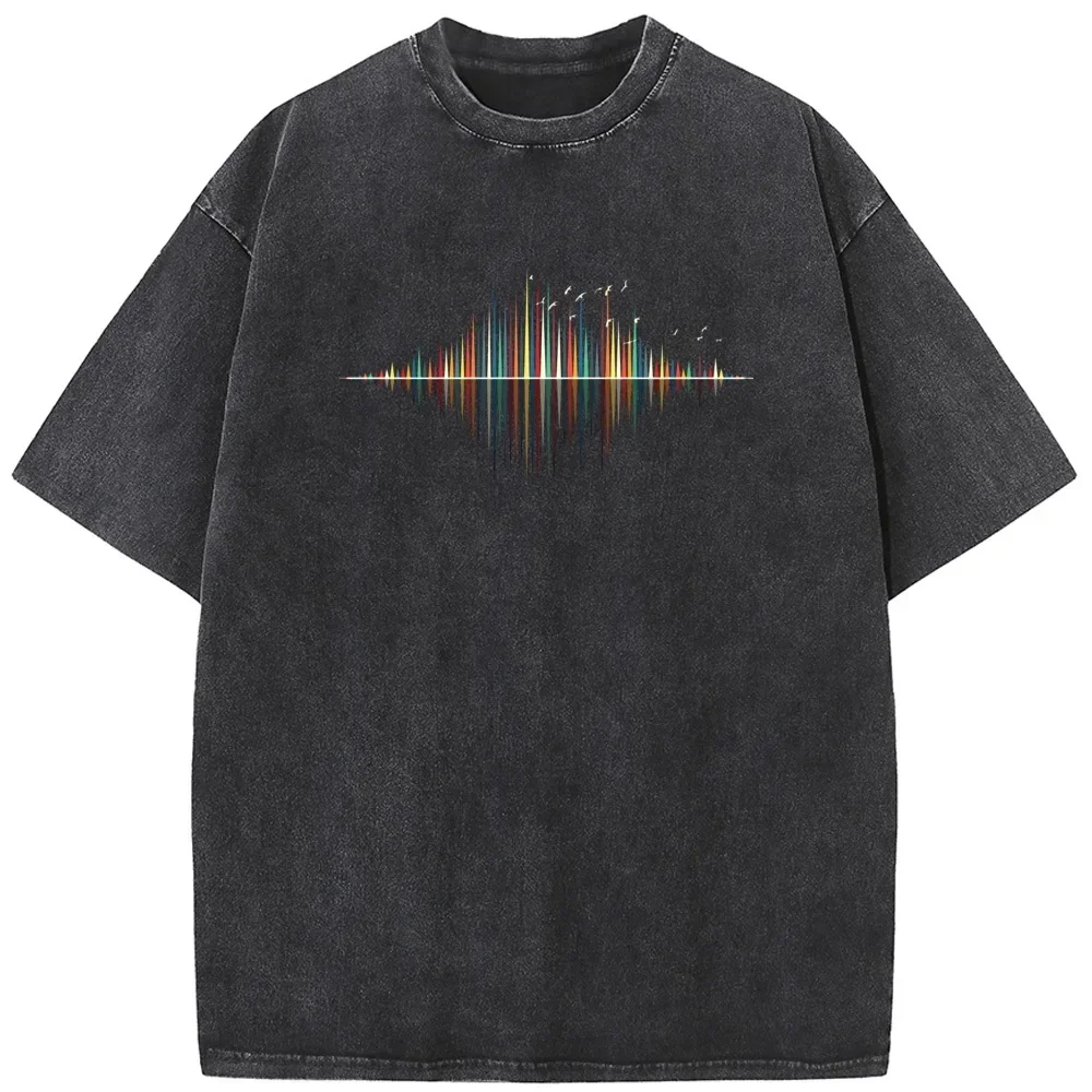

Classic sound short-sleeve men's and women's high-quality water-wash distressed old-fashioned retro casual graphic t shirts