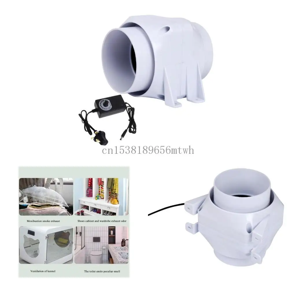 

Smoke Extractor Duct Fan 110mm PVC Powerful Duct Extractor Pipe Fan DC3-12V B03D