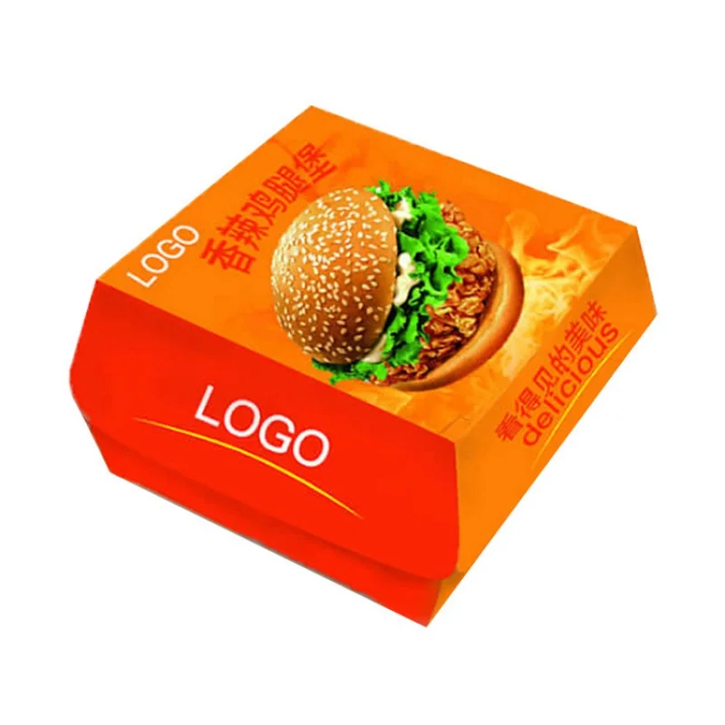 Prodotto personalizzato confezione di hamburger Eco Food Packaging scatola di hamburger a conchiglia di carta bianca