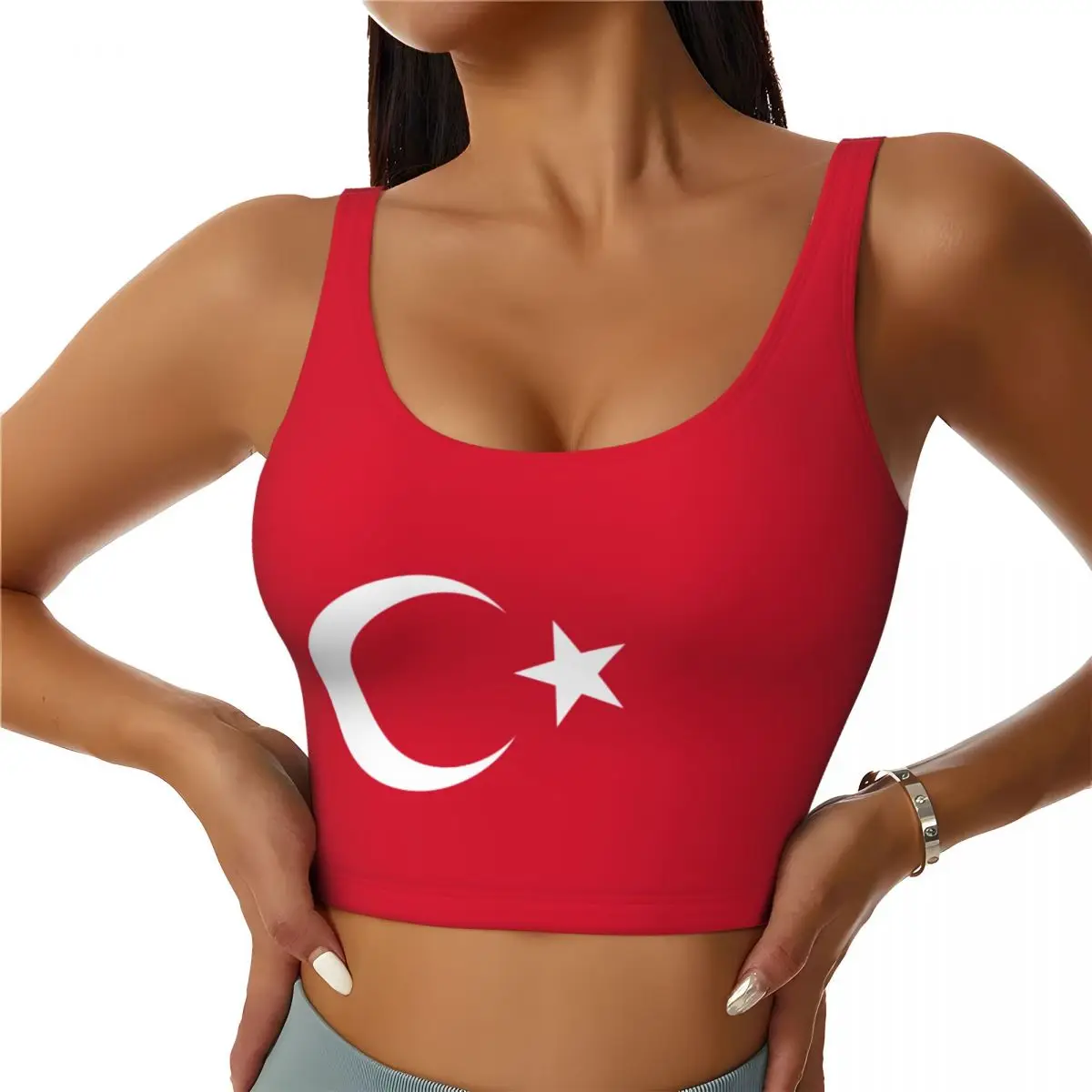2026 Turkey Flag Print Women Activities Sports Vest Yoga Vest Workout Vest for Women Lightweight Trendy