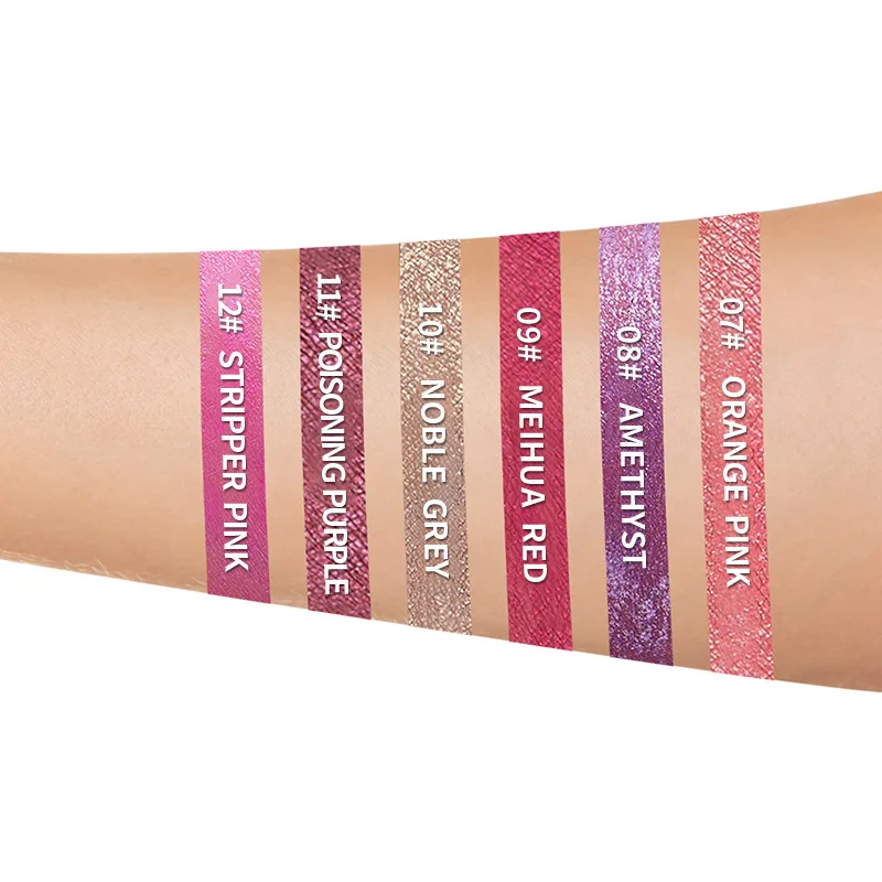 6 Color Diamond Metallic Shine Liquid Lipstick Pearlescent Waterproof Glitter Lip Gloss Smudge Proof Glamorous Lip Makeup