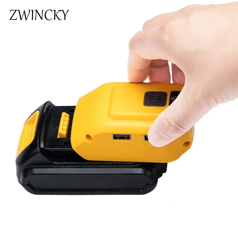 ZWINCKY Nova Substituição DCB090 Conversor Adequado para Dewalt 14.4V 18V Bateria de Lítio Power Tool Carregador Dual USB com Lâmpada 3W