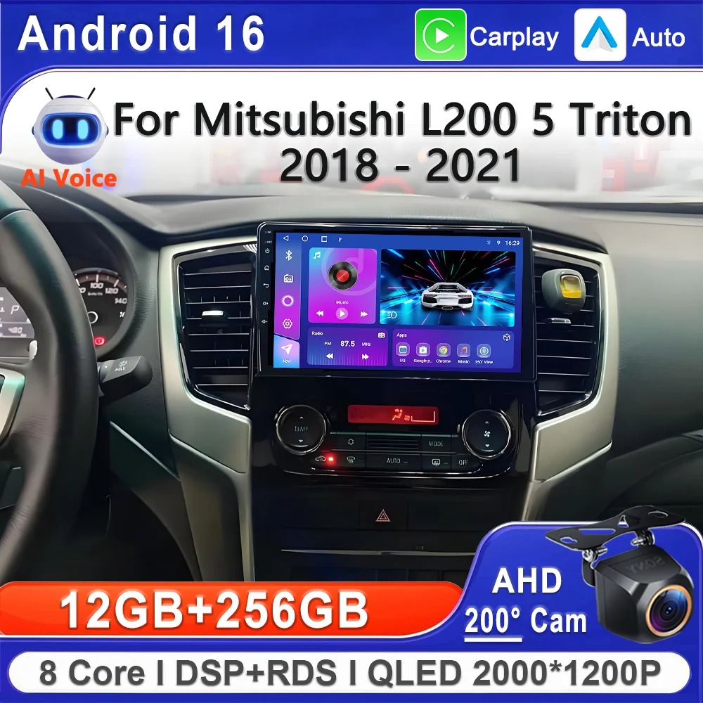 2K Incell Screen Android 16 For Mitsubishi L200 5 Triton 2018 - 2021 Car Dvd Auto Radio Stereo Multimedia Player GPS Navigation