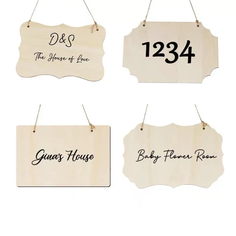 5Pcs Poplar Plywood Blank Wooden Sign DIY Decor Plaque Creative Home Hanging Tag Custom Printing Image Crafts Accessories