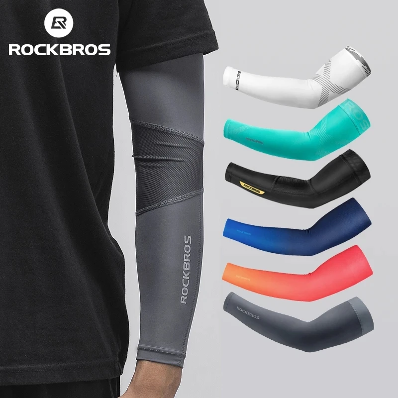 ROCKBROS Unisex Arm Sleeves Outdoor UV Protection Hand Cover Cycling Running Fishing Ski Women Men Bicycle Arm Sleeves