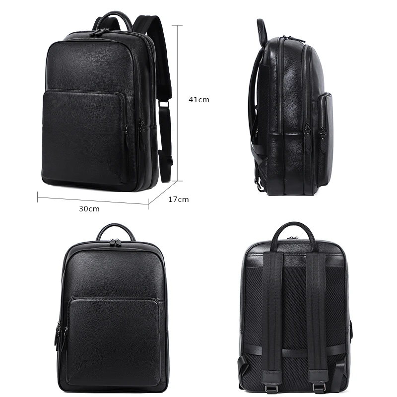 Business Men Backpack First Layer Cowhide Men\'s Bag Genuine leather Schoolbag Large Capacity 15.6 Inch Laptop Travel Backpack