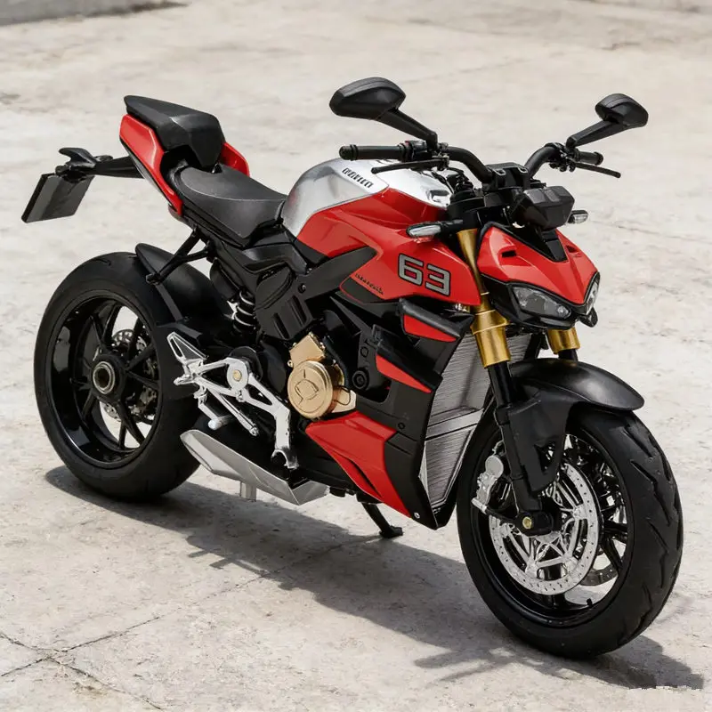 Модель гоночного мотоцикла Streetfighter V4S из сплава, масштаб 1:12, литая под давлением, с имитацией звука и света, игрушка-подарок