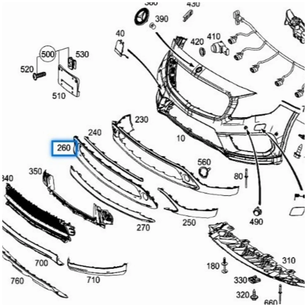 Front bumper chrome decorative strip A1568858200 For  Benz GLA-Class W156 GLA200 220 2018-2020
