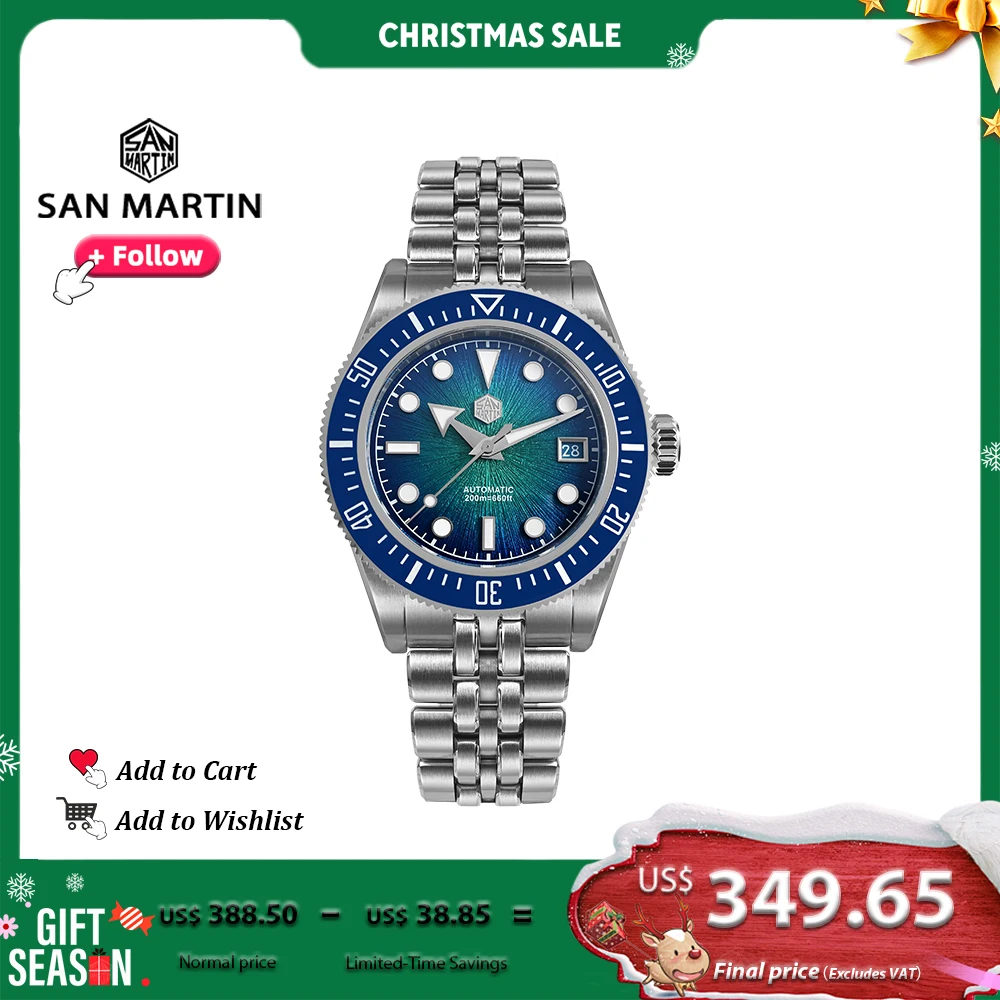 

San Martin 40mm Men Diver Watches Original Design High-end Luxury Man Watch Miyota 9015 Automatic Mechanical Waterproof 20Bar