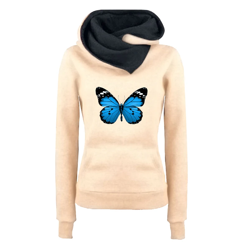 Womens Tracksuit Hot Butterfly Print Fashion Casual Top Clothing Daily Versatile Jogging High Quality Warm Hooded Sweatshirts