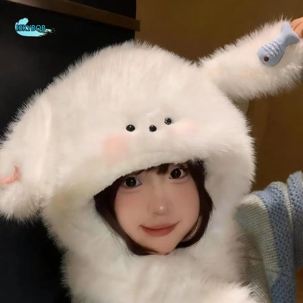 

Gifts Cute Ear Protection Hat Korean Style Cartoon Plush Pullover Hats Comfortable Keep Warm Winter Warm Hat Girls