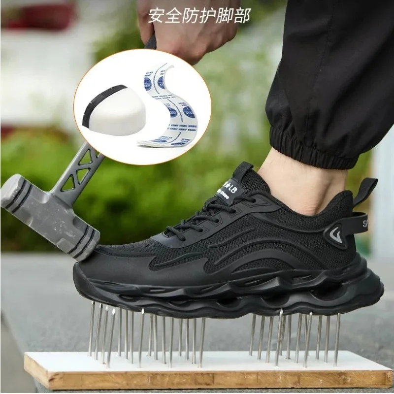 Plus Size37-46 Man Women Safety Hiking Shoes Mesh Sneakers Anti Smashing Anti Piercing Toe Cap Anti Slip Outdoor Work Shoes 2595