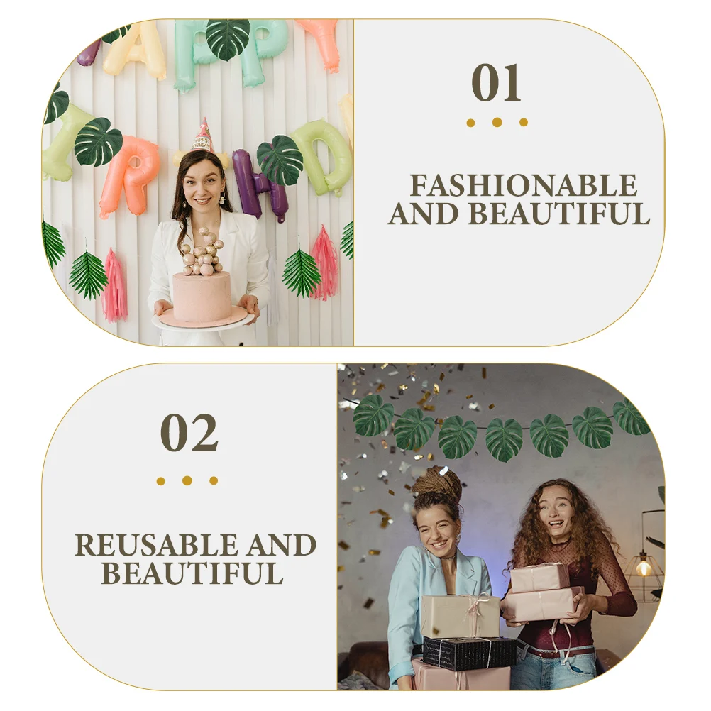 

60pcs Artificial Monstera Leaf Table Decor Tropical Fake Leaves For Party Home Office Decoration Simulation Leaf Adornment Faux